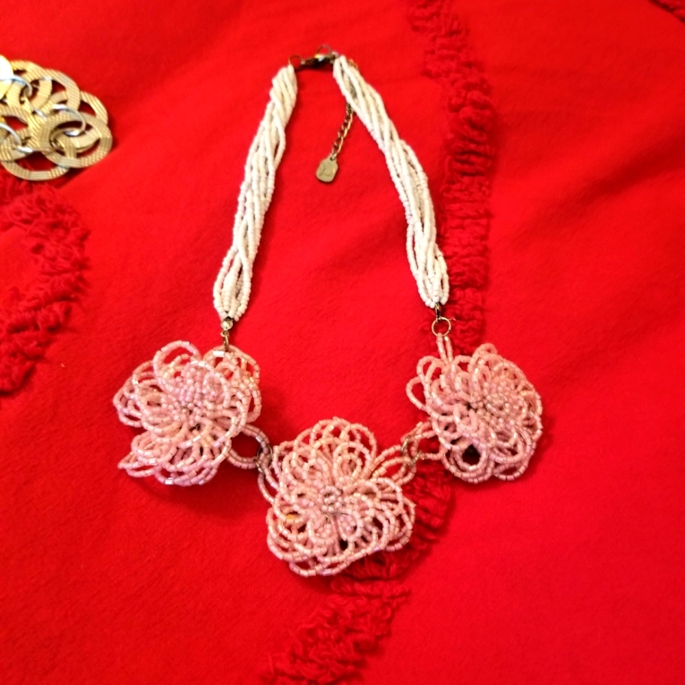 Vintage pink floral necklace